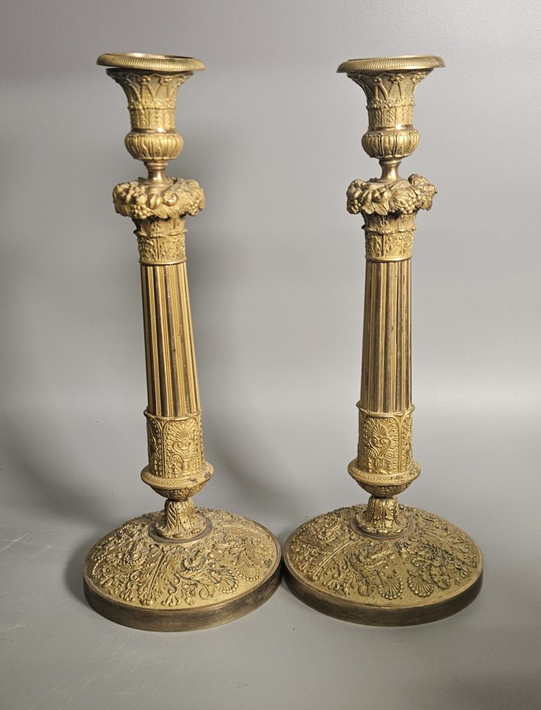 Bougeoirs en Bronze Doré